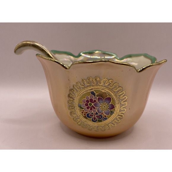 Rare Vintage Iridescent Noritake Bowl & Ladle Gold Luster Hand Painted in Japan - Picture 15 of 15